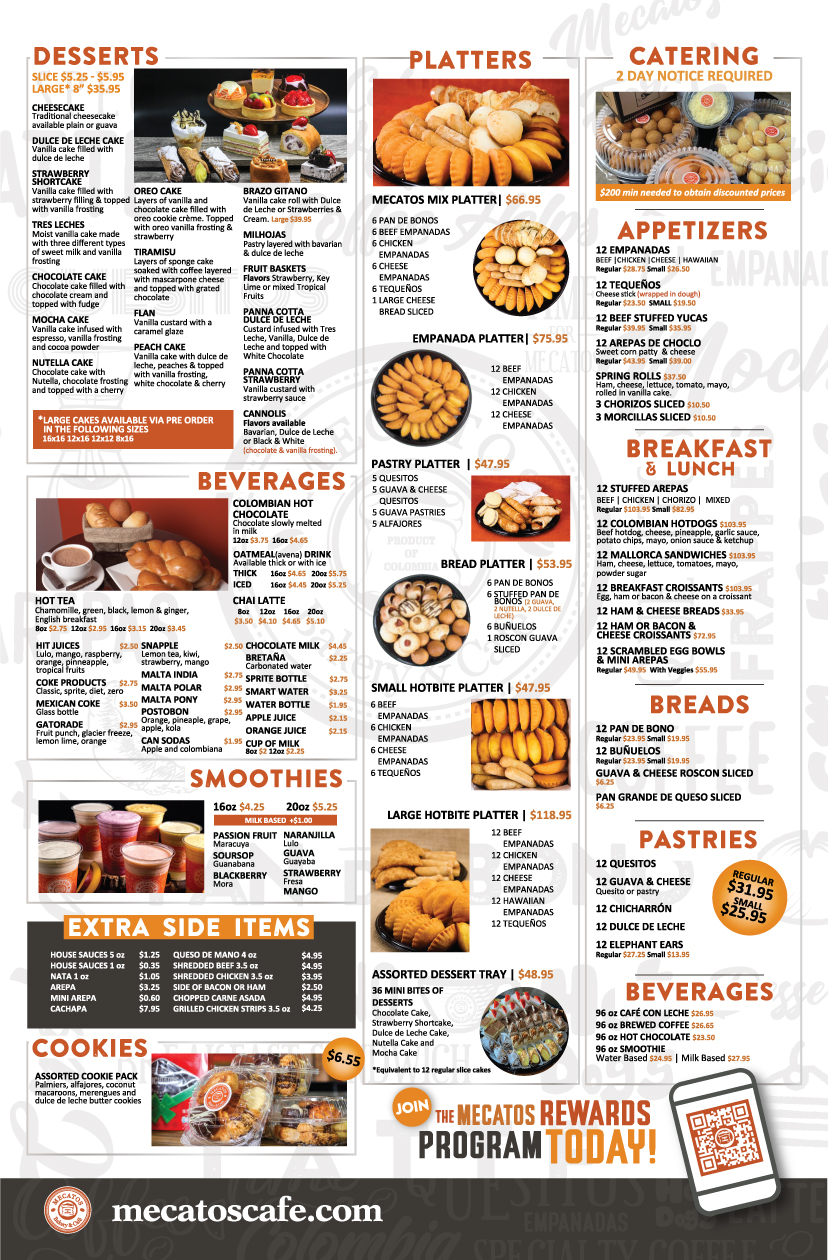 Meatos Bakery & Cafe Downtown Orlando Menu Catering & Party Platters , Desserts