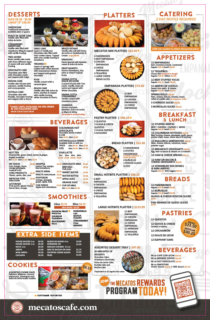 hoffner bakery menu with pastries, cake and coffee cafe